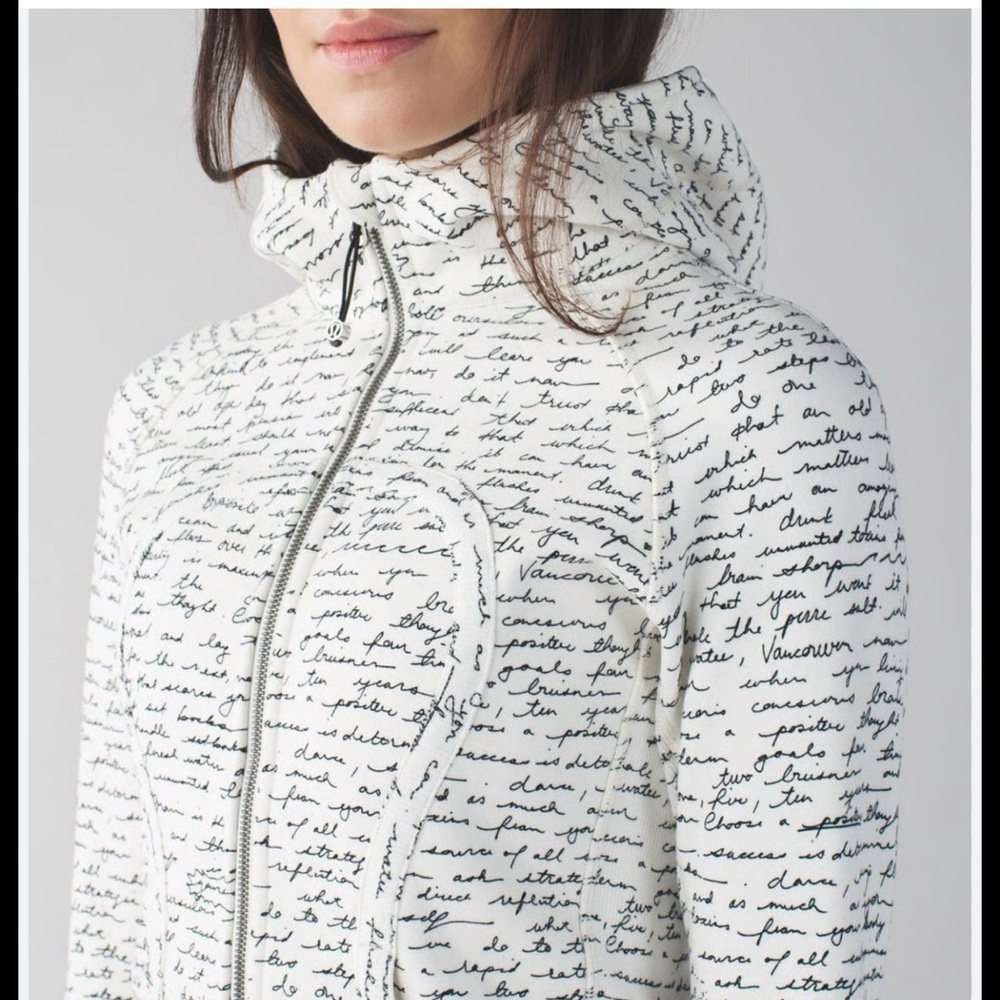 White Script-Print Hooded Jacket - Women